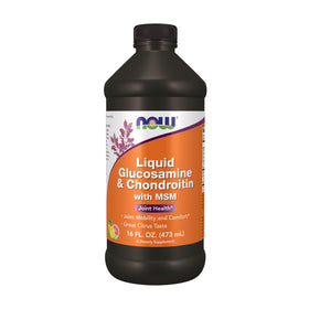 NOW Foods Glucosamine & Chondroitine liquide 558g devant avec étiquette