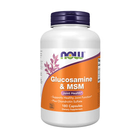 NOW Foods Glucosamine & MSM 180 capsules végétales, vue de face