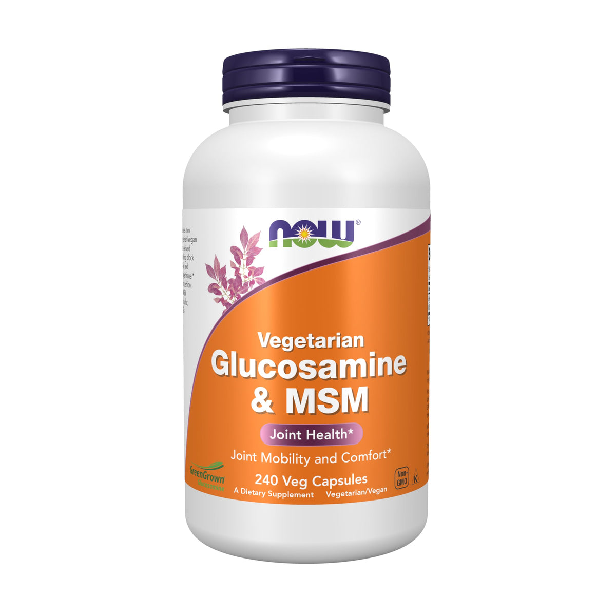 NOW Foods Glucosamine & MSM végétalien 240 capsules vue de face