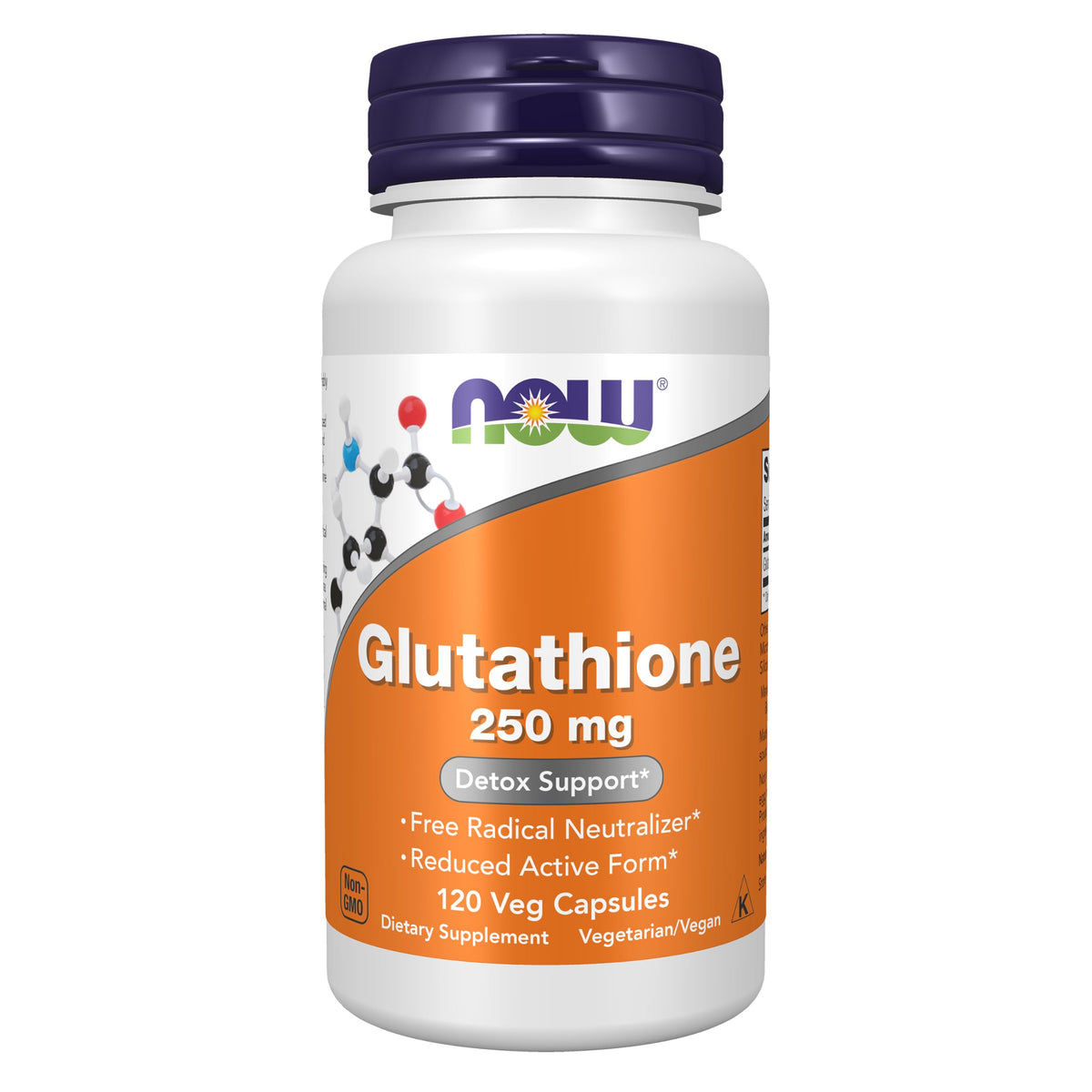NOW Foods Glutathione 250 mg 120 gélules végétales vue de face