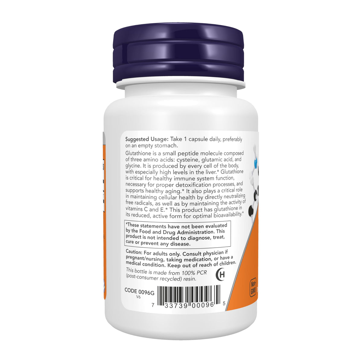 NOW Foods Glutathione 250mg 60 capsules sur une table