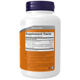 NOW Foods Glutathione 500 mg 120 capsules végétales, vue de dos