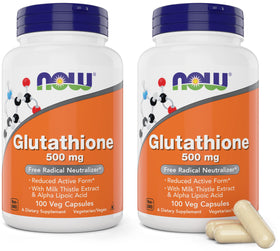 NOW Foods Glutathione 500 mg 2 Pack vue avant des bouteilles