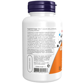 NOW Foods Glutathione 500 mg, capsules végétales sur fond blanc