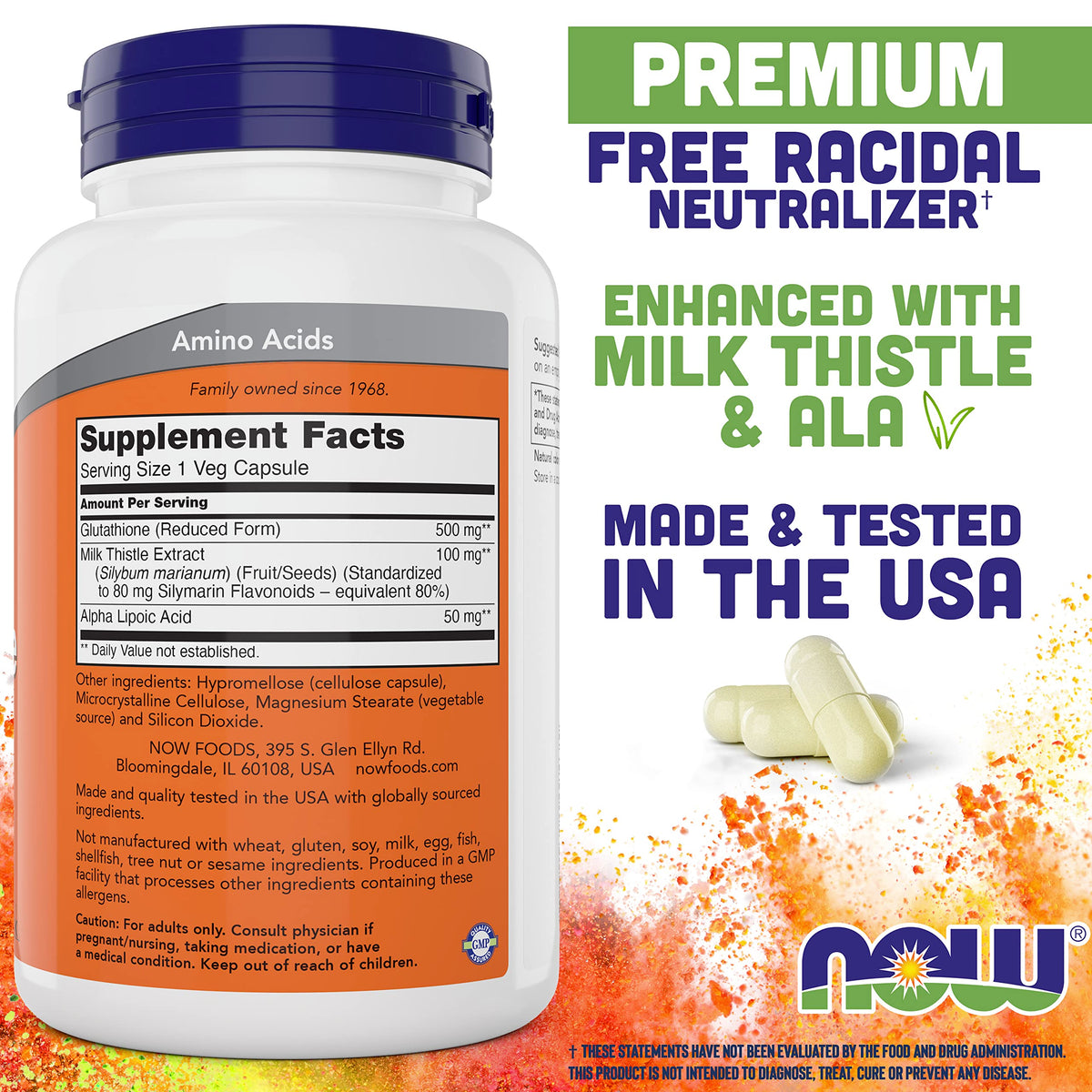NOW Foods Glutathione 500 mg capsules végétaliennes