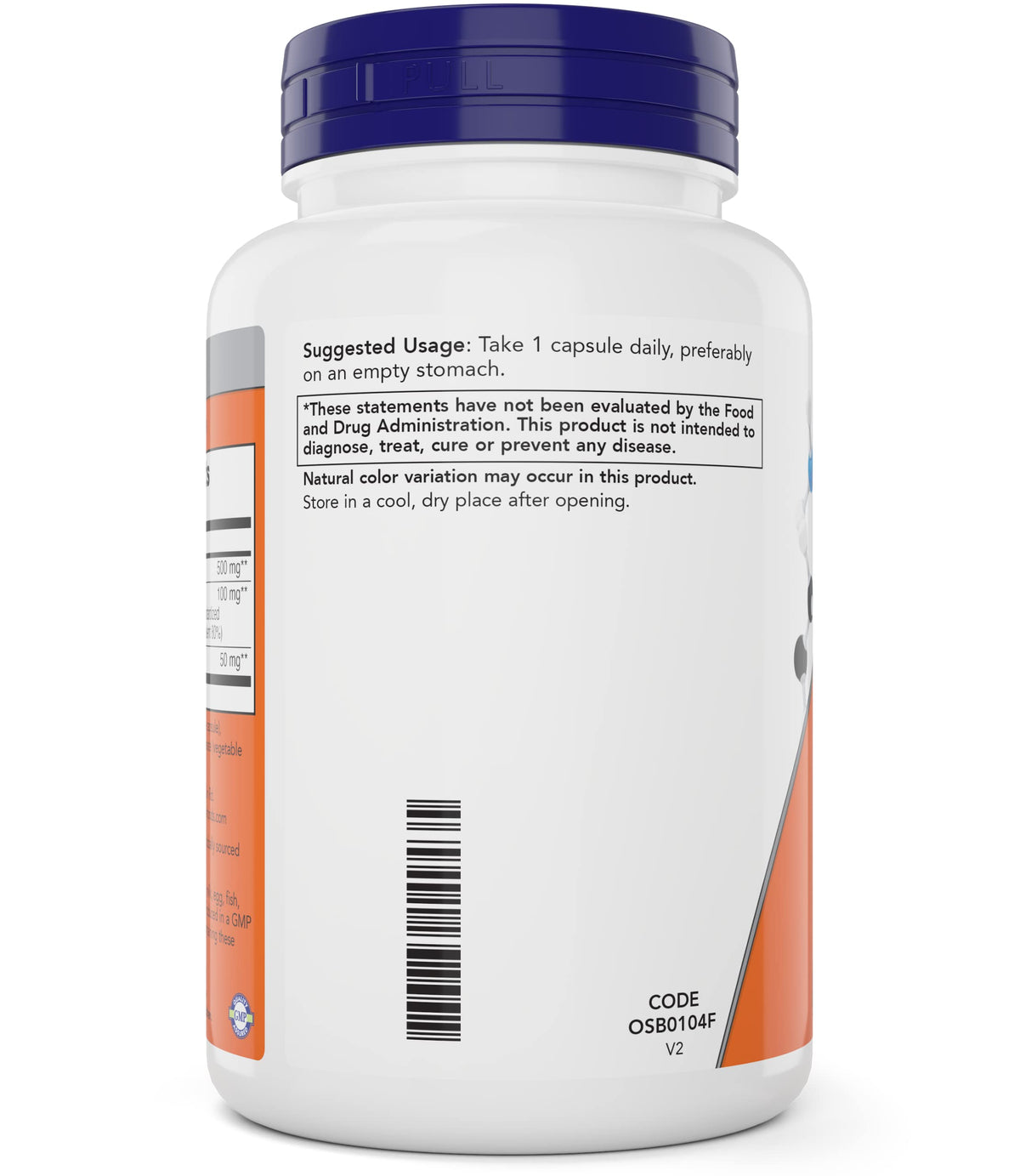 NOW Foods Glutathione 500 mg ingrédients et étiquette