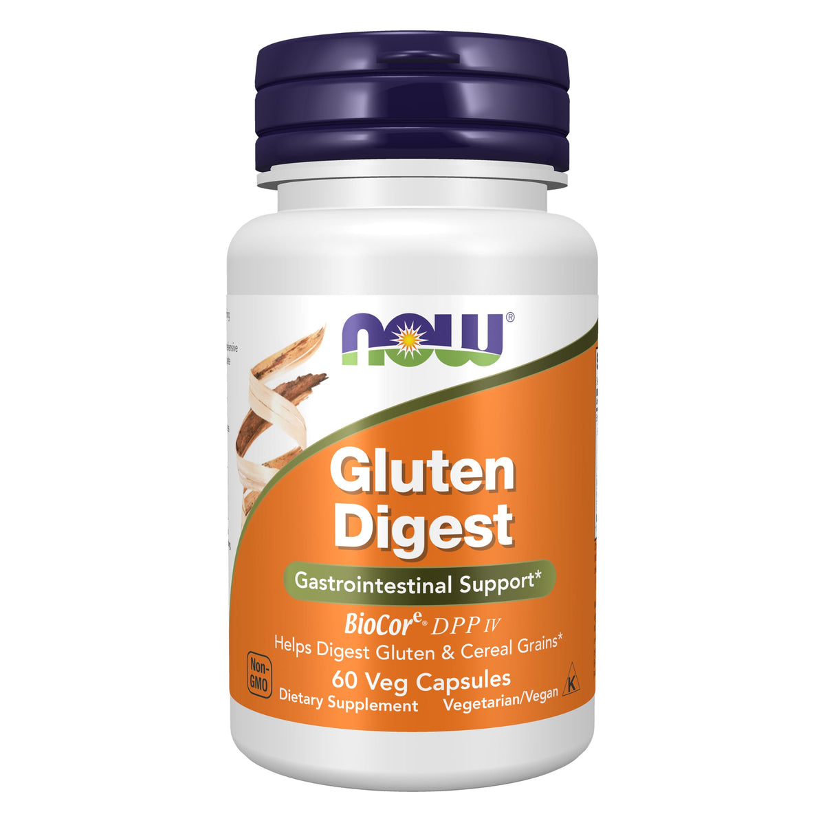 NOW Foods Gluten daily 60 capsules végétales, vue de face