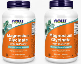 NOW Foods Glycinate de Magnésium 240 capsules végétales vue de face