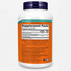 NOW Foods Glycinate de Magnésium emballage et étiquette