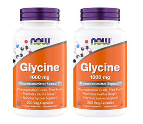 NOW Foods Glycine 1000mg 200 capsules végétariennes vue de face