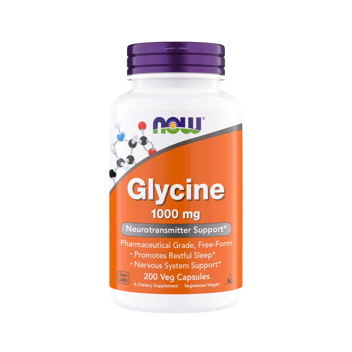NOW Foods Glycine 1000mg capsules végétales vue avant