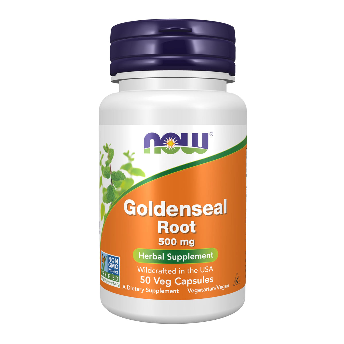 NOW Foods Goldenseal Root 500 mg Complément Alimentaire 50 Capsules Végétales vue avant