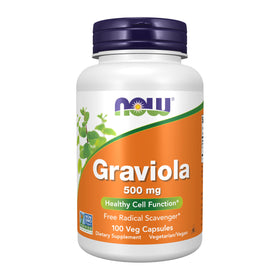 NOW Foods Graviola 500 mg capsules végétales, vue de face