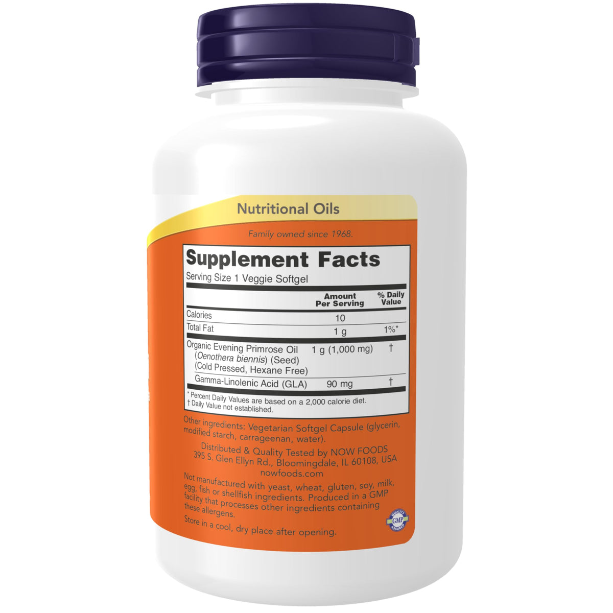 NOW Foods Huile de Bourrache 1000 mg 90 gélules végétales, vue arrière