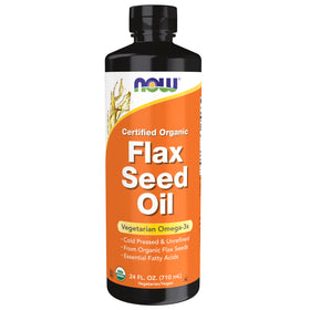 NOW Foods Huile de Graines de Lin Bio 721g vue avant