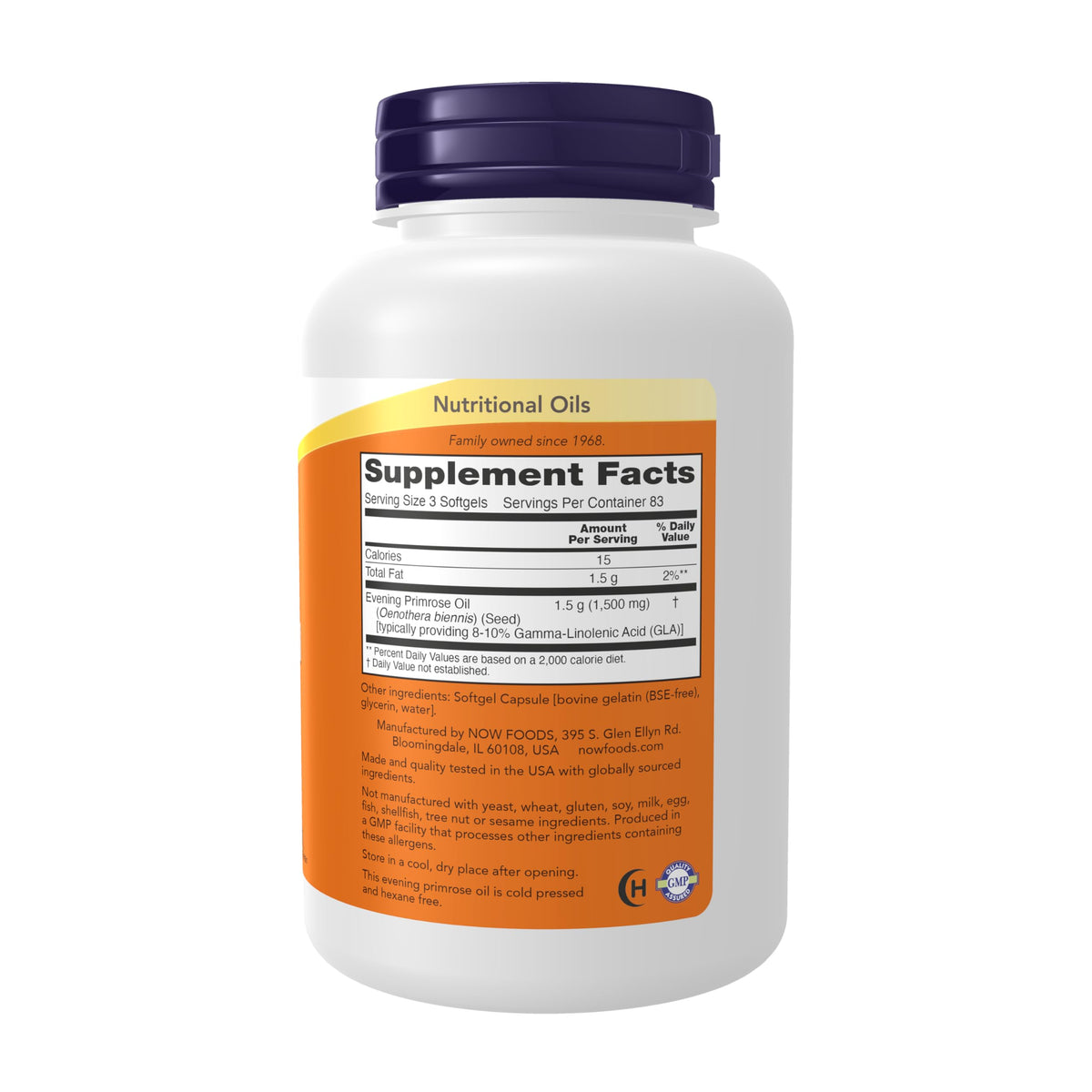 NOW Foods Huile de Onagre 500 mg gélule ouverte