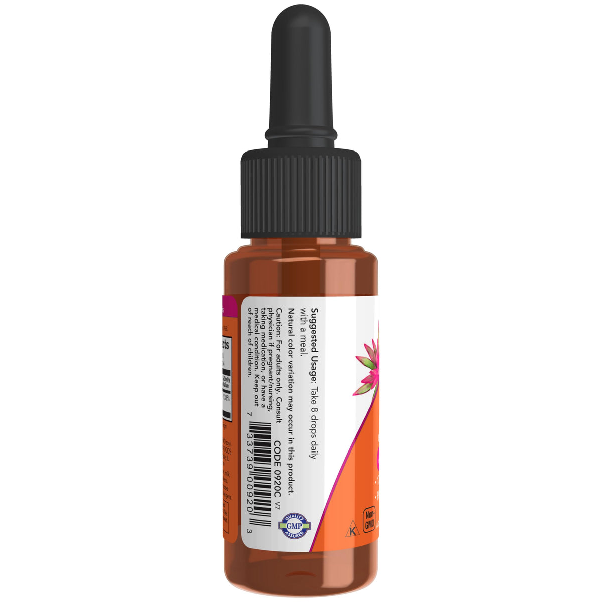 NOW Foods huile de vitamine E liquide 1 oz côté