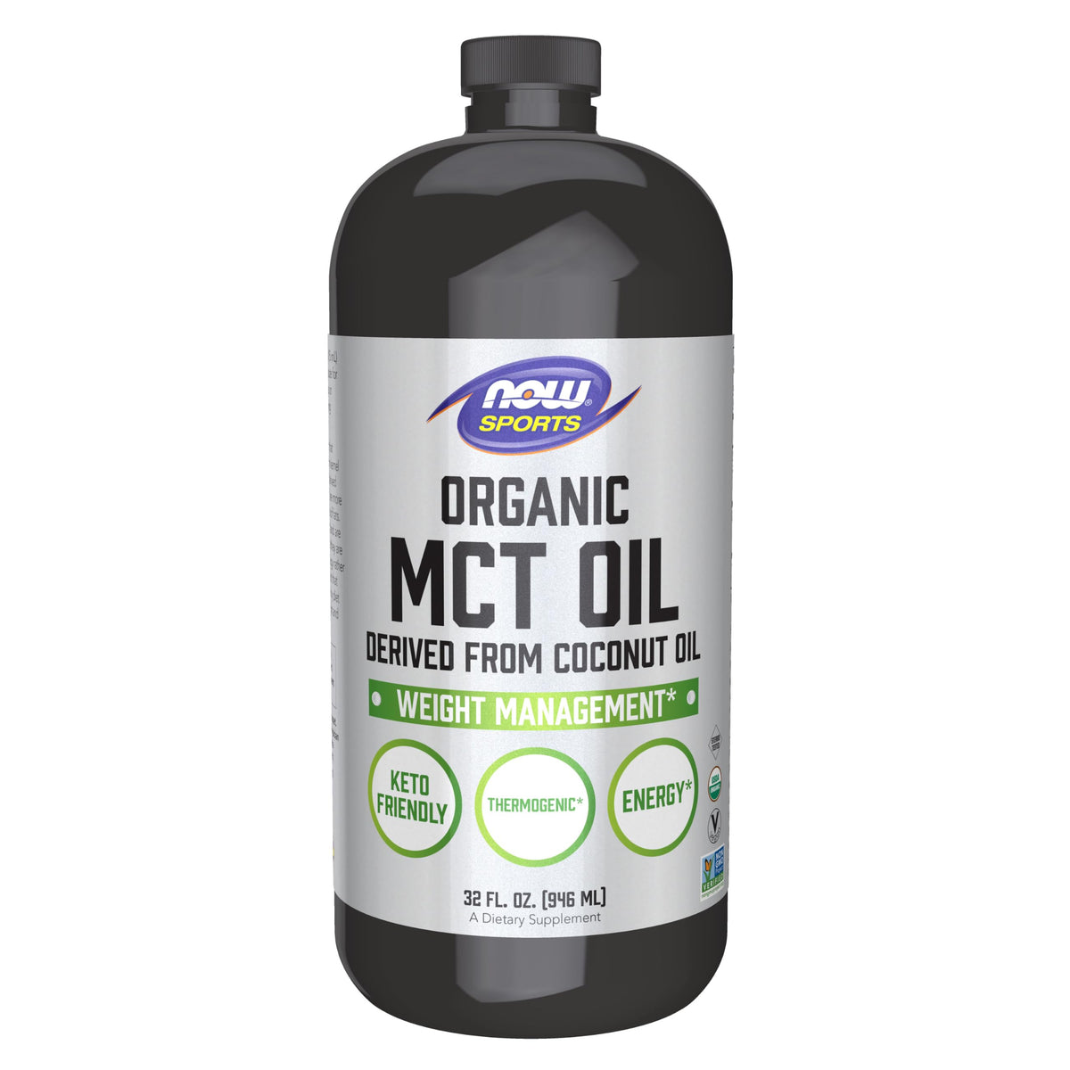 NOW Foods Huile MCT Bio 32 fl oz bouteille avant