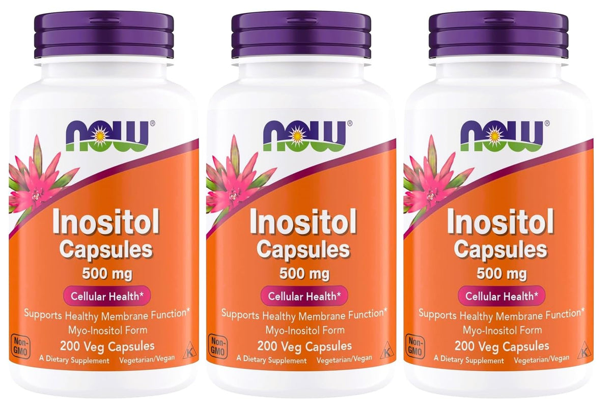 NOW Foods Inositol 500 mg 200 capsules végétariennes vue de face