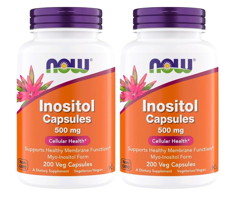 NOW Foods Inositol 500 mg 200 capsules végétariennes vue de face