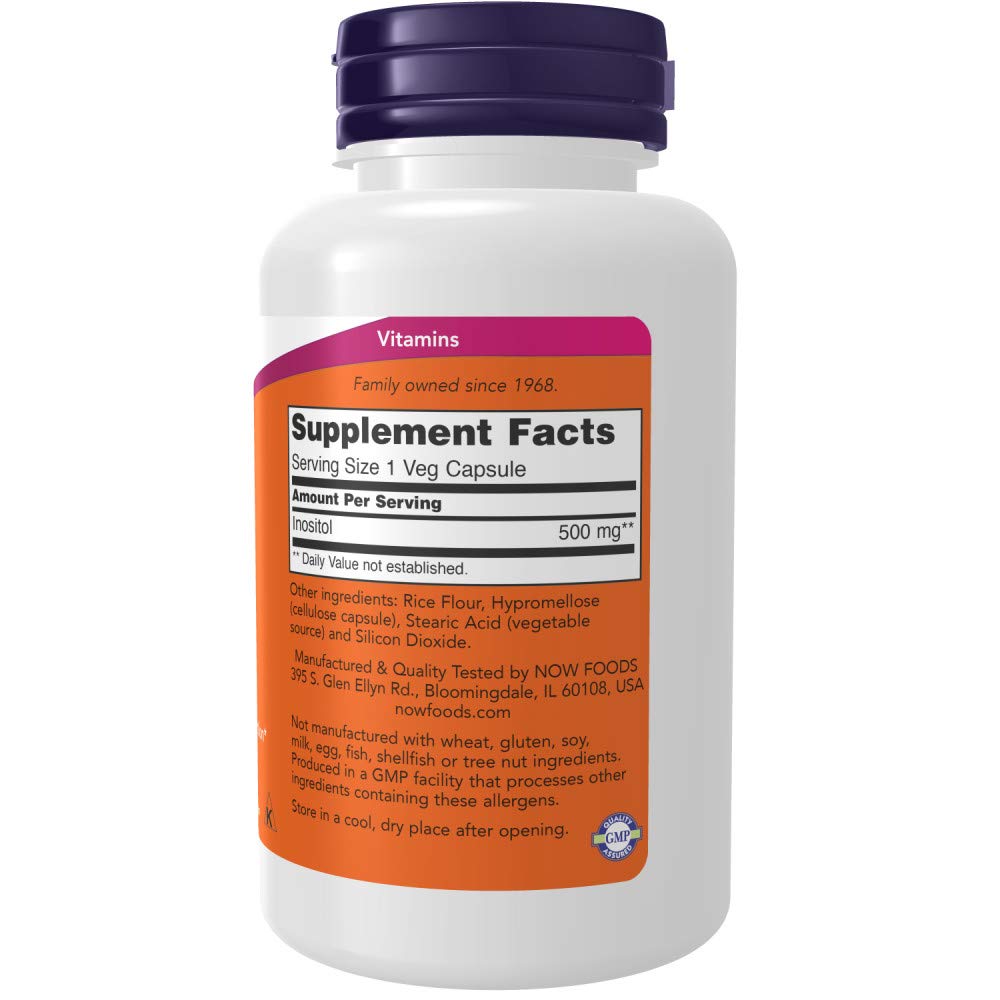 NOW Foods Inositol 500mg 100 capsules vue arrière
