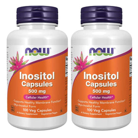 NOW Foods Inositol 500mg 100 capsules vue de face avec étiquette