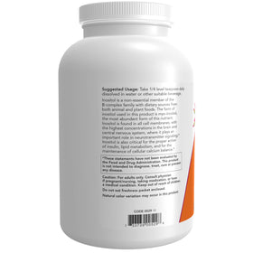 NOW Foods Inositol Poudre 522g vue arrière montrant les ingrédients