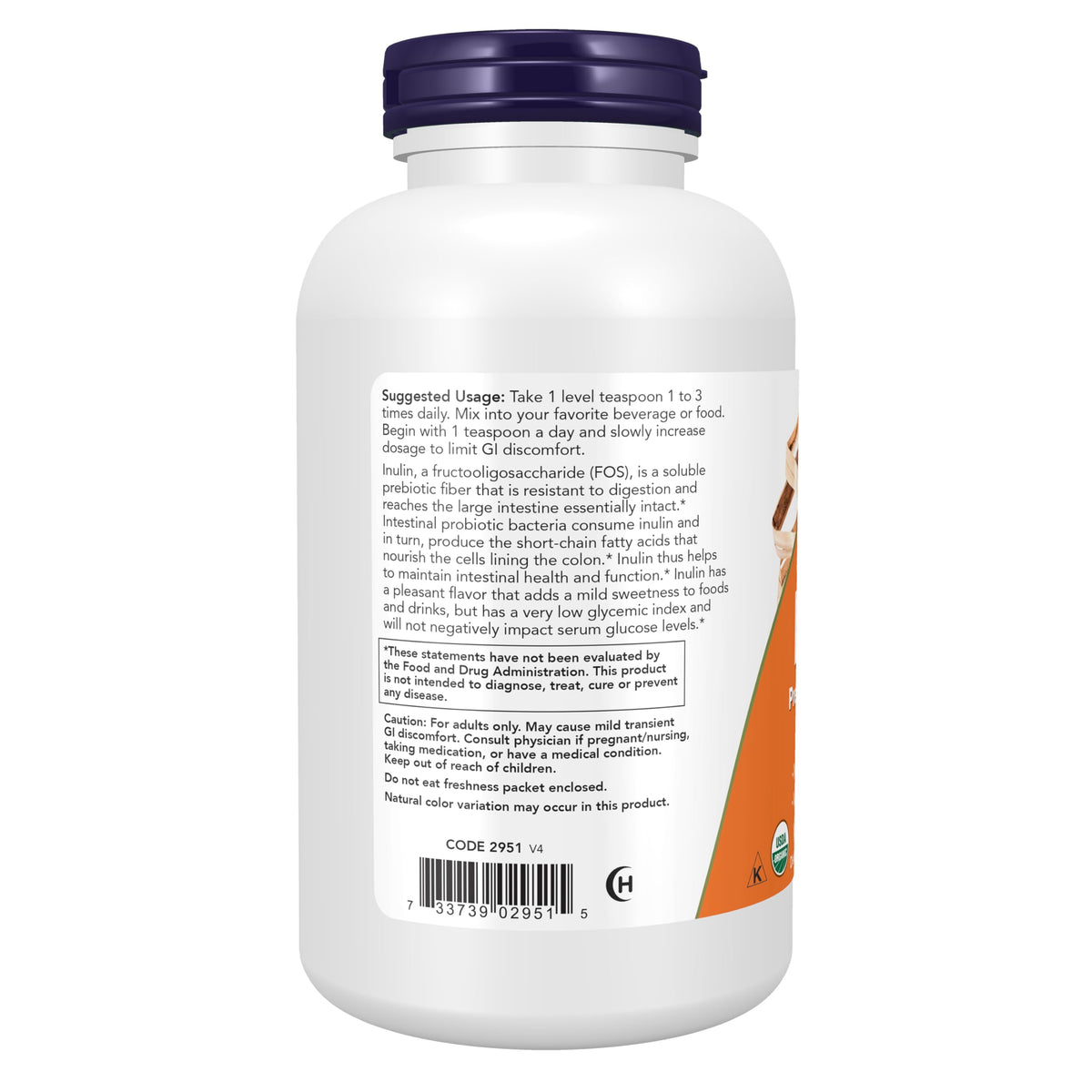 NOW Foods Inuline Prébiotique Poudre Pure 531g en cuisine