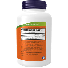 NOW Foods Kelp 325 mcg emballage avec informations nutritionnelles