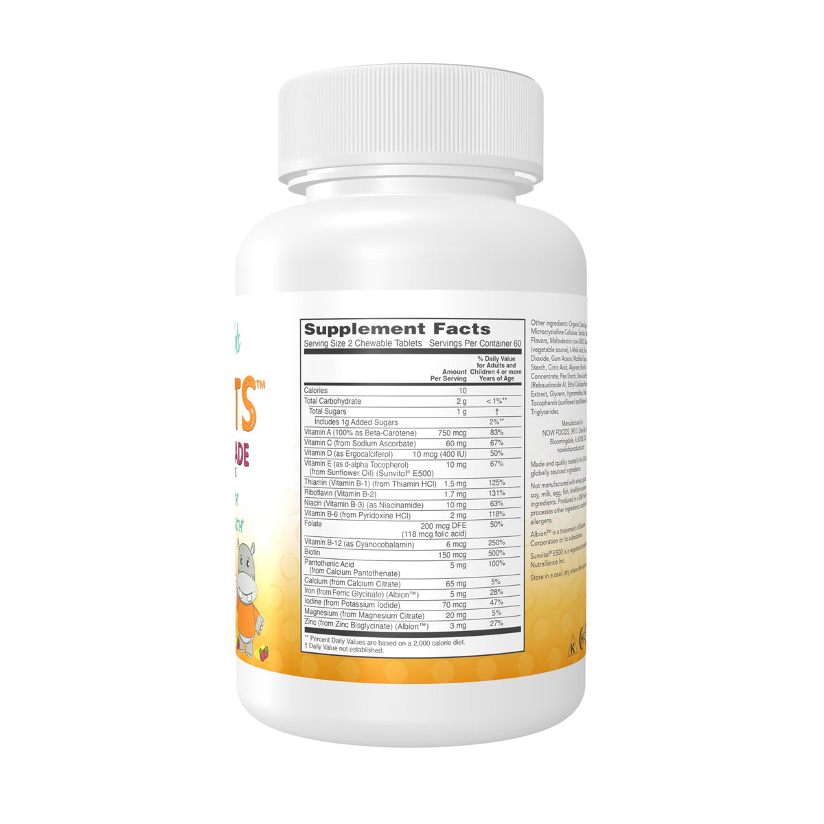 NOW Foods Kid Vits Multivitamine emballage arrière