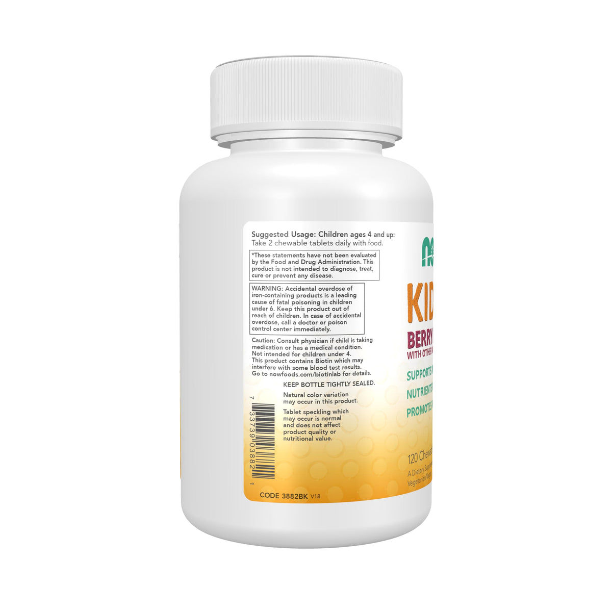 NOW Foods Kid Vits Multivitamine goût framboise citron