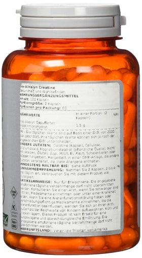 NOW Foods Kre-Alkalyn Créatine 1500 mg 120 Capsules - vue de dos