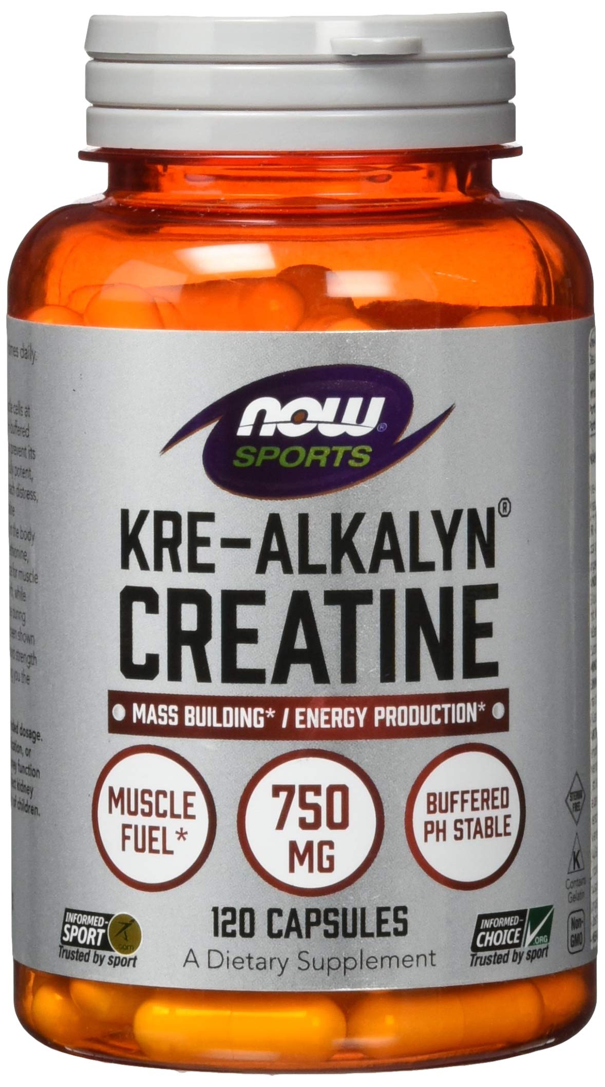 NOW Foods Kre-Alkalyn Créatine 1500 mg 120 Capsules - vue de face