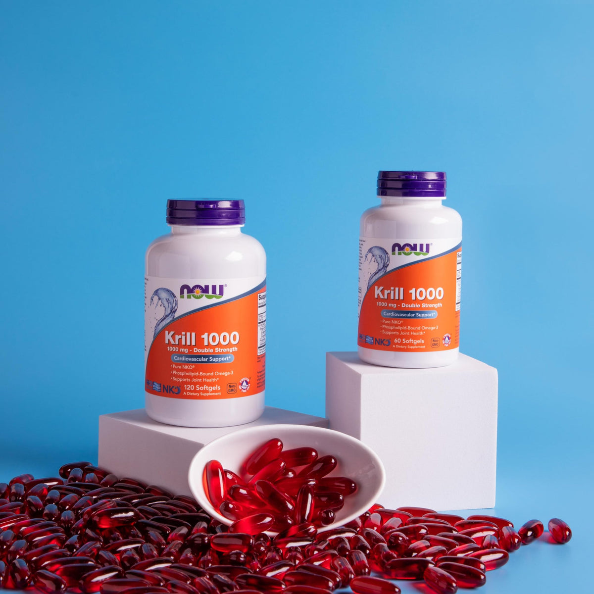 NOW Foods Krill Huile Double Force 1000 mg arrière de la boîte