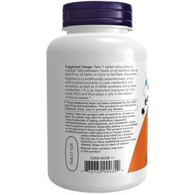 NOW Foods L-Arginine 1000 mg comprimés arrière