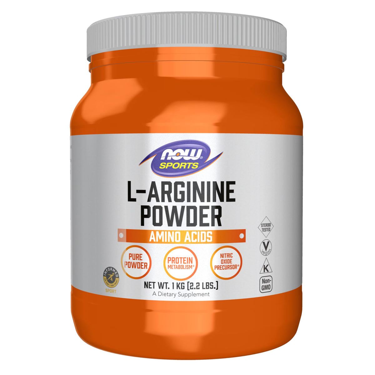 NOW Foods L-Arginine Poudre 1152g vue de face