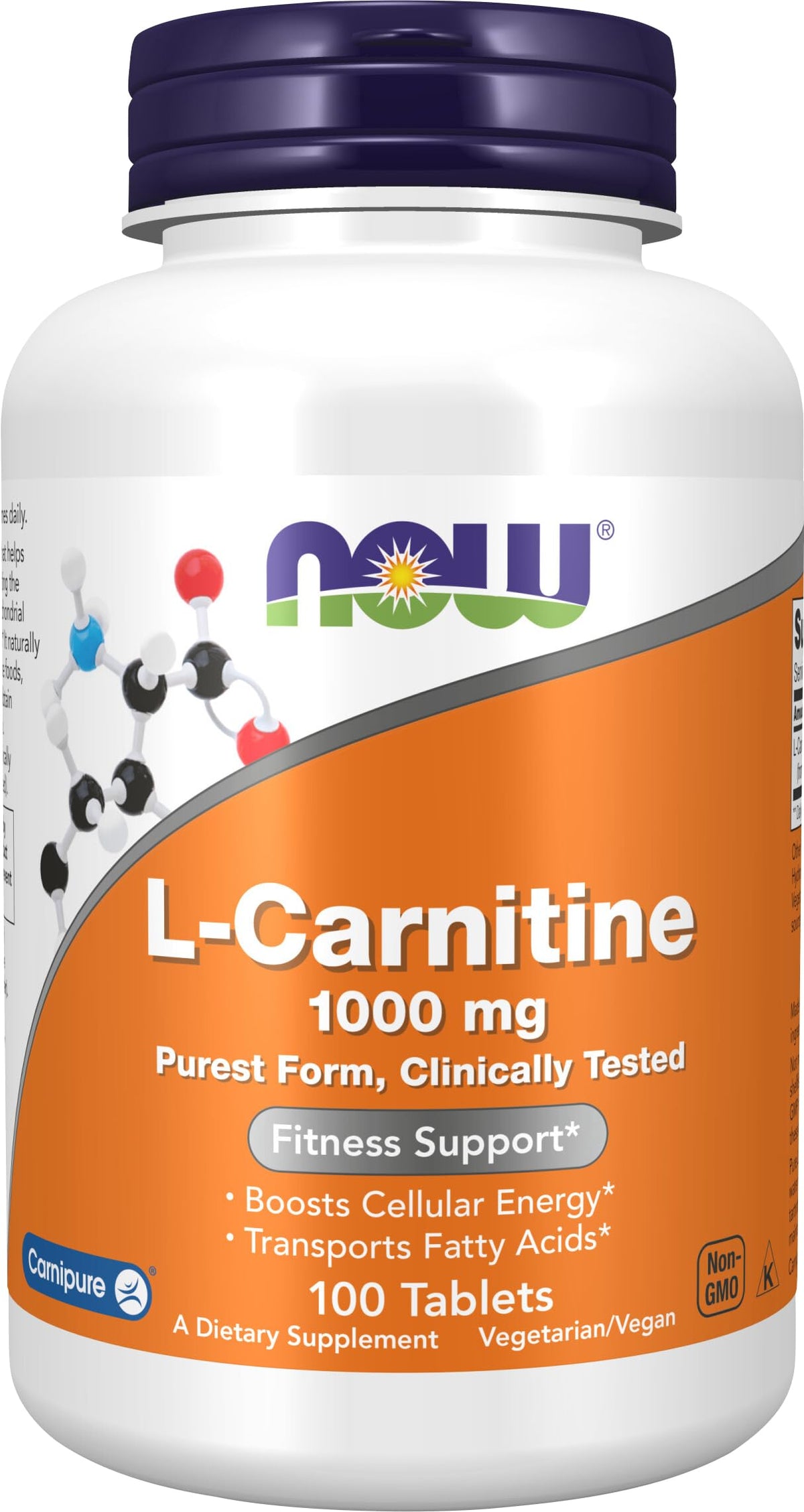 NOW Foods L-Carnitine 1 000 mg comprimés vue avant