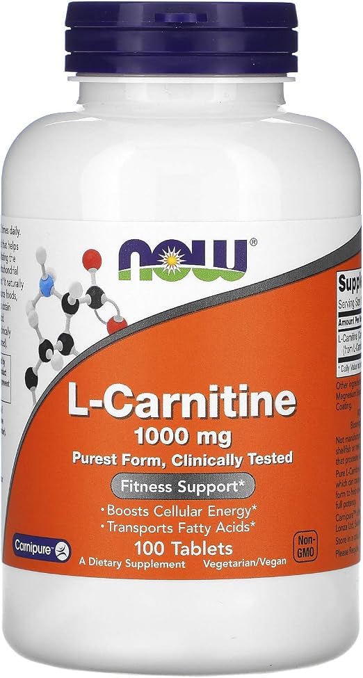 NOW Foods L-Carnitine 1000mg 100 comprimés vue avant