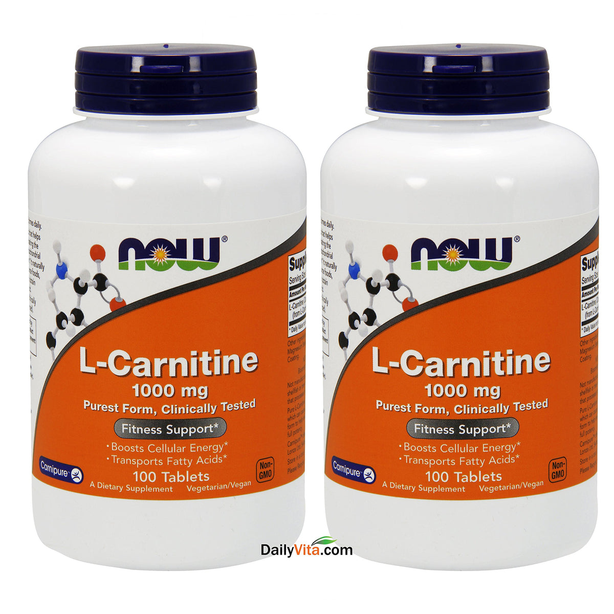 NOW Foods L-Carnitine Tartrate 1000mg 100 comprimés vue avant