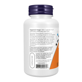 NOW Foods L-Carnosine 500 mg Capsules Végétales sur fond blanc