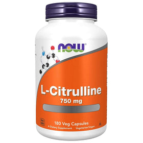 NOW Foods L-Citrulline 750 mg 180 capsules sur une table