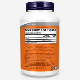 NOW Foods L-Citrulline 750 mg 240 capsules végétales, arrière
