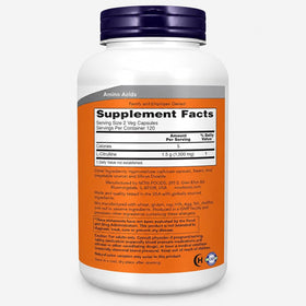 NOW Foods L-Citrulline 750 mg 240 Veg Capsules - vue arrière