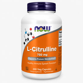 NOW Foods L-Citrulline 750 mg 240 Veg Capsules vue de face