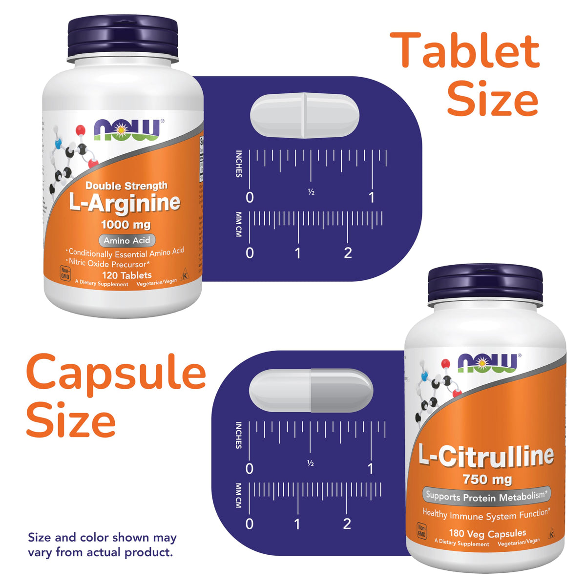 NOW Foods L-Citrulline 750mg capsules vue de côté