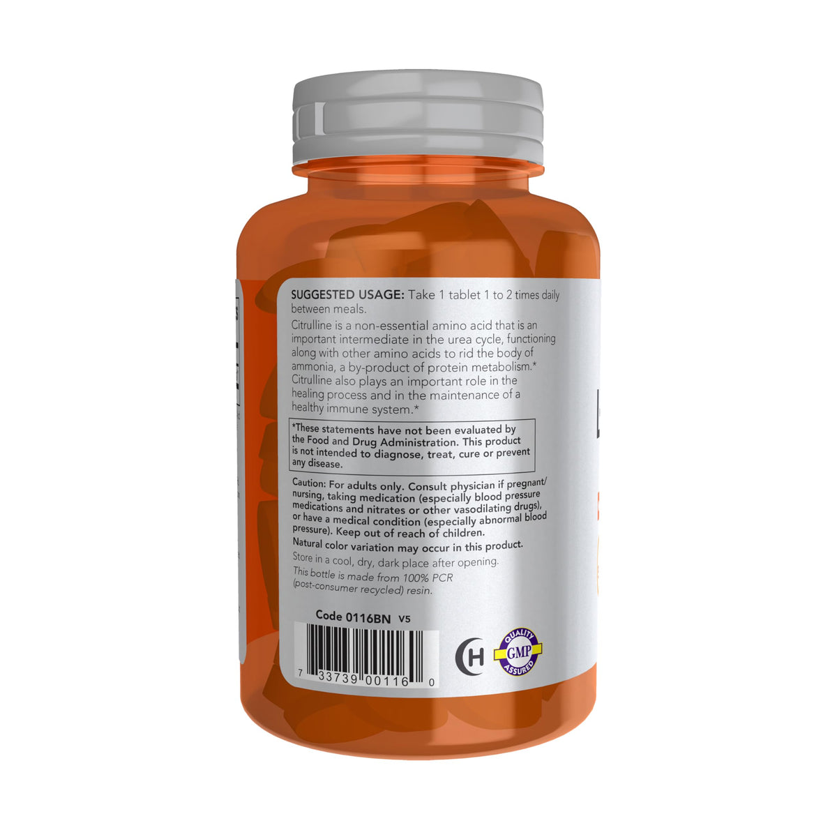 NOW Foods L-Citrulline Extra Fort 1200 mg comprimés sur une table