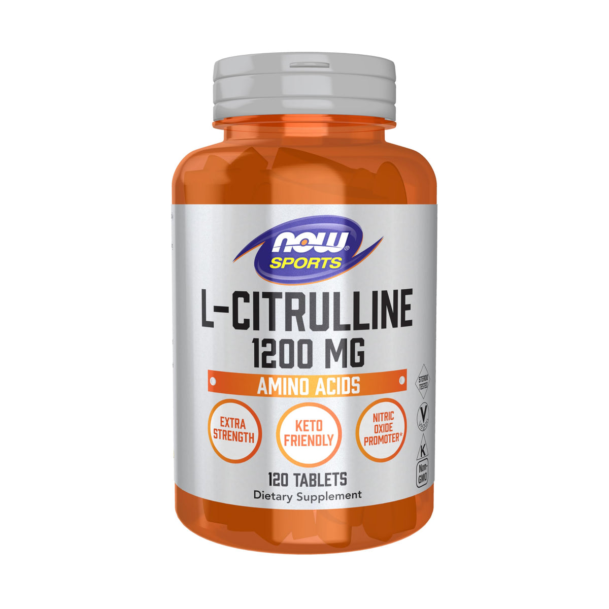 NOW Foods L-Citrulline Extra Fort 1200 mg comprimés vue de face