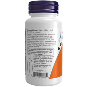 NOW Foods L-Cystéine 500 mg avec comprimés visibles