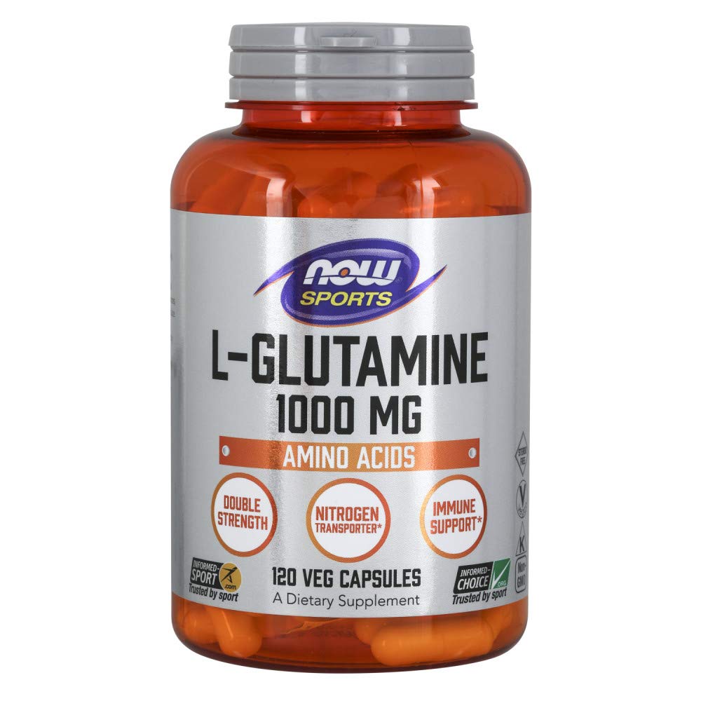 NOW Foods L-Glutamine 1 000 mg 120 capsules vue de face