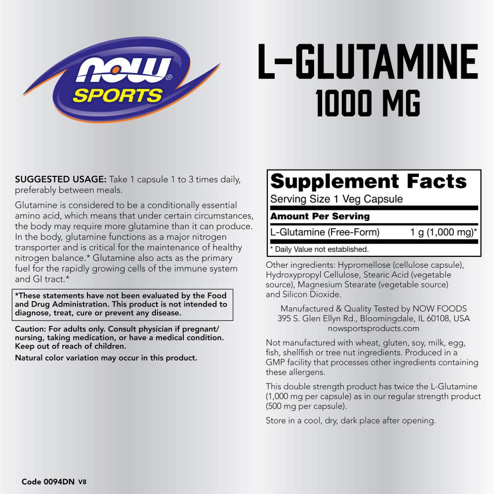 NOW Foods L-Glutamine 120 capsules emballage